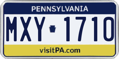 PA license plate MXY1710