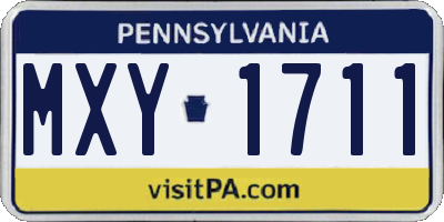 PA license plate MXY1711