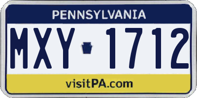 PA license plate MXY1712