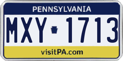 PA license plate MXY1713