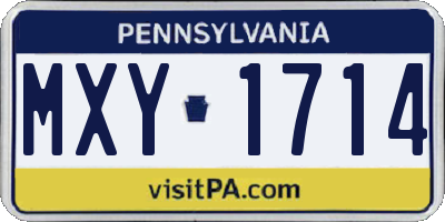 PA license plate MXY1714