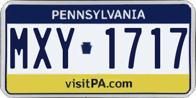 PA license plate MXY1717