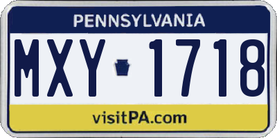 PA license plate MXY1718