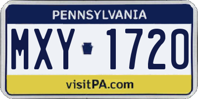 PA license plate MXY1720