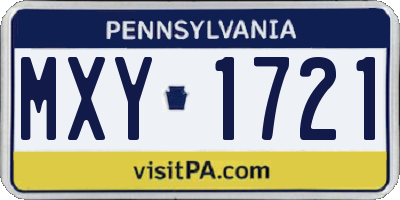 PA license plate MXY1721
