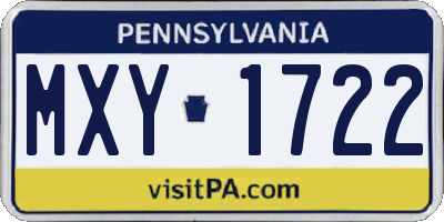 PA license plate MXY1722