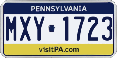 PA license plate MXY1723