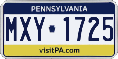 PA license plate MXY1725