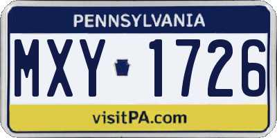 PA license plate MXY1726