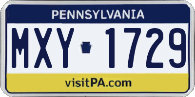 PA license plate MXY1729