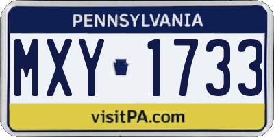 PA license plate MXY1733