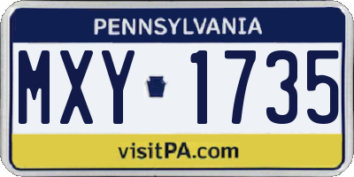 PA license plate MXY1735