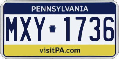 PA license plate MXY1736