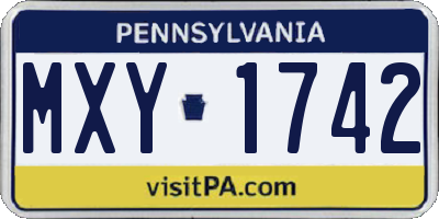PA license plate MXY1742