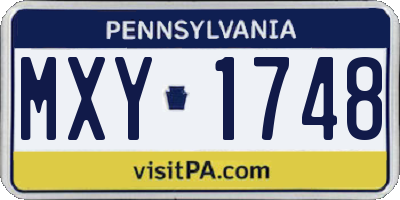 PA license plate MXY1748