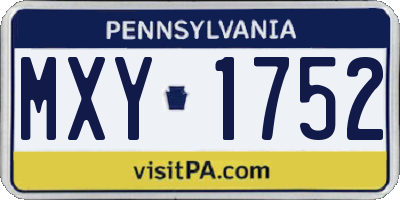 PA license plate MXY1752