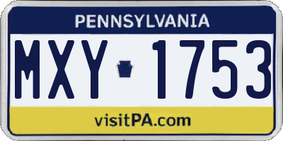 PA license plate MXY1753