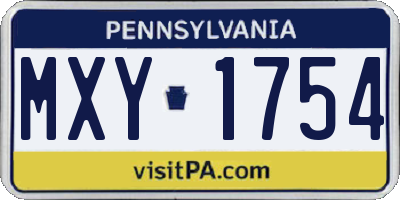 PA license plate MXY1754
