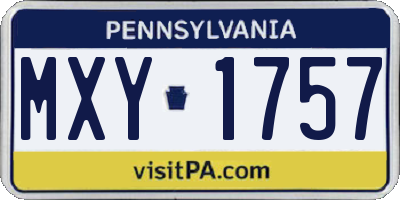 PA license plate MXY1757