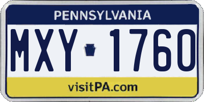 PA license plate MXY1760
