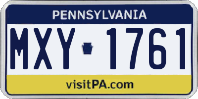 PA license plate MXY1761
