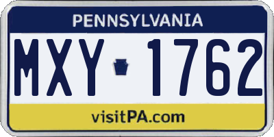 PA license plate MXY1762