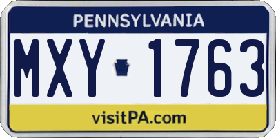 PA license plate MXY1763
