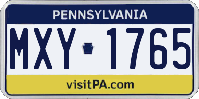 PA license plate MXY1765