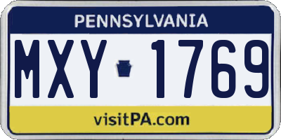 PA license plate MXY1769