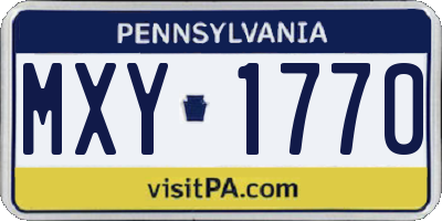 PA license plate MXY1770