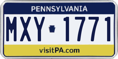 PA license plate MXY1771