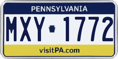 PA license plate MXY1772