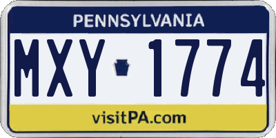 PA license plate MXY1774