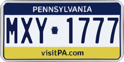 PA license plate MXY1777