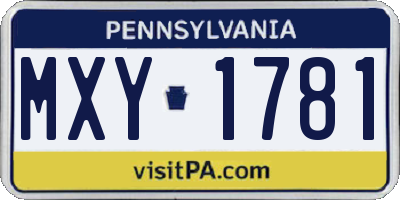 PA license plate MXY1781