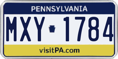 PA license plate MXY1784