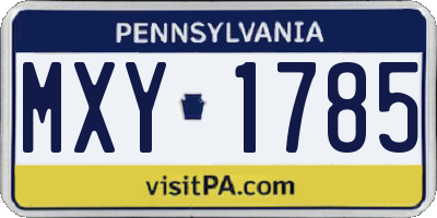 PA license plate MXY1785