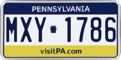 PA license plate MXY1786