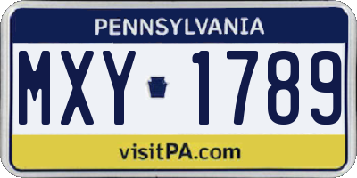 PA license plate MXY1789