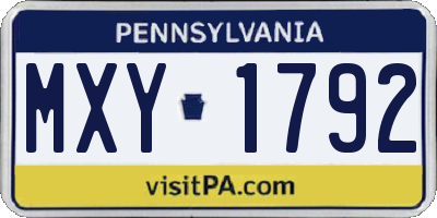 PA license plate MXY1792