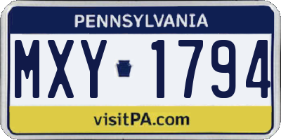 PA license plate MXY1794