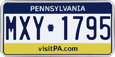 PA license plate MXY1795