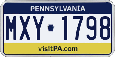 PA license plate MXY1798