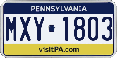 PA license plate MXY1803