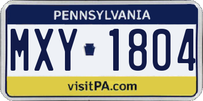 PA license plate MXY1804