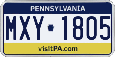 PA license plate MXY1805