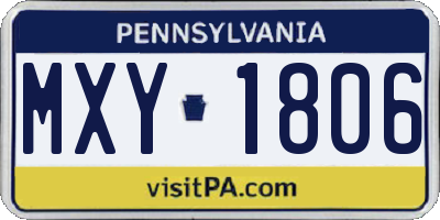 PA license plate MXY1806