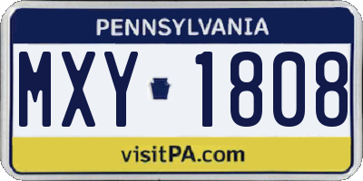 PA license plate MXY1808