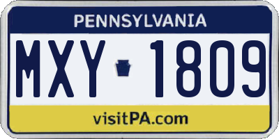 PA license plate MXY1809