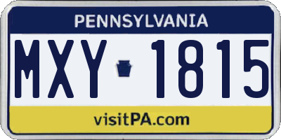 PA license plate MXY1815